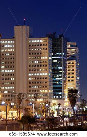 Israel, Tel Aviv, beachfront, hotels, dusk View Large Photo Image Picture - Israel, Tel Aviv, beachfront, hotels, dusk. Fotosearch