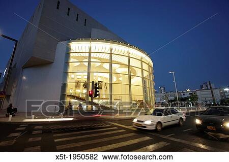 Israel, Tel Aviv The reconstructed building of Habimah, Israel's National Theatre at night (October 2012). View Large Photo Image Stock Image - Israel, Tel Aviv The reconstructed building of Habimah, Israel's National Theatre at night (October 2012).. Fotosearch