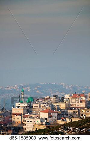 Israel, The Galilee, Nazareth, elevated city view, dusk View Large Photo Image Stock Photo - Israel, The Galilee, Nazareth, elevated city view, dusk. Fotosearch