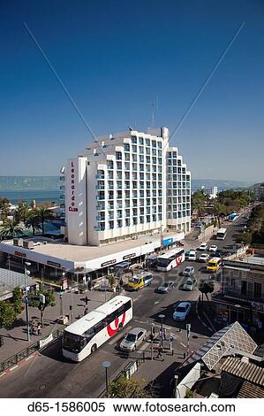 Stock Photography - Israel, The Galilee, Tiberias, HaBanin Street and Leonardo Club Hotel. Fotosearch