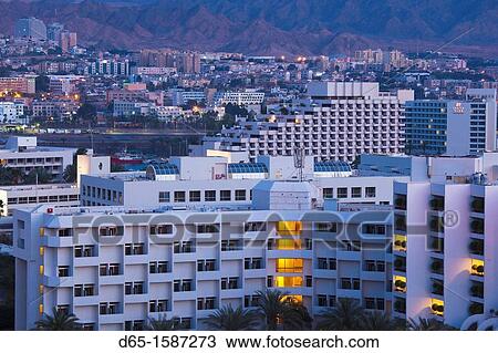 Israel, The Negev, Eilat, elevated view of Red Sea resort, dawn View Large Photo Image Stock Image - Israel, The Negev, Eilat, elevated view of Red Sea resort, dawn. Fotosearch