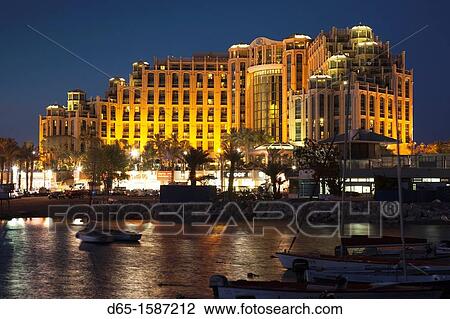 Israel, The Negev, Eilat, Hilton Hotel, evening View Large Photo Image Stock Image - Israel, The Negev, Eilat, Hilton Hotel, evening. Fotosearch