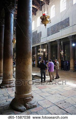 Stock Photo - Israel, West Bank, Bethlehem, Chruch of the Nativity, interior. Fotosearch