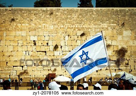Israeli flag at the Western Wall. View Large Photo Image Stock Photography - Israeli flag at the Western Wall.. Fotosearch