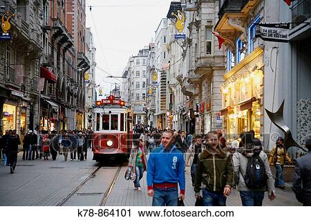Istiklal Caddesi Istanbul's main shopping street in Beyoglu quarter Istanbul, Turkey View Large Photo Image Stock Image - Istiklal Caddesi Istanbul's main shopping street in Beyoglu quarter Istanbul, Turkey. Fotosearch