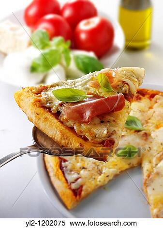 Stock Photography - Italian procutto, thin crust Pizza. Fotosearch