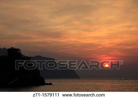 Italy, Campania, Amalfi Coast, sunrise, View Large Photo Image Stock Image - Italy, Campania, Amalfi Coast, sunrise,. Fotosearch