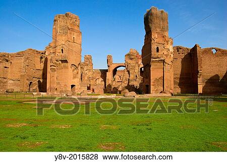 Stock Photo - Italy. Lacio. Rome. Caracalla Thermae. The calidarium. UNESCO World Heritage.. Fotosearch