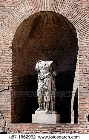 Stock Image - Italy, Lazio, Rome, Terme di Diocleziano, Baths of Diocletian, Stone Sculpture. Fotosearch