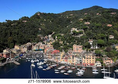 Italy, Liguria, Portofino, general aerial panoramic view, View Large Photo Image Stock Photograph - Italy, Liguria, Portofino, general aerial panoramic view,. Fotosearch