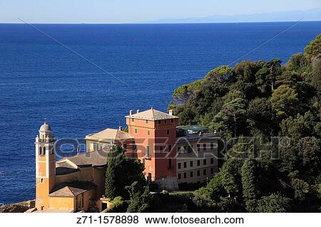 Italy, Liguria, Portofino, San Giorgio Church, View Large Photo Image Stock Photo - Italy, Liguria, Portofino, San Giorgio Church,. Fotosearch