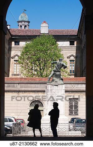 Stock Image - Italy, Lombardy, Crema, Piazza Trento Trieste Square, Monument.. Fotosearch