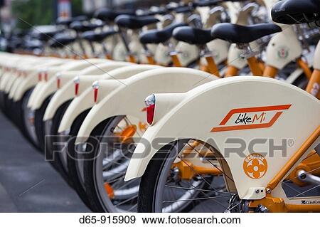 Italy, Lombardy, Milan, Bike Mi public rental bicycles View Large Photo Image Stock Photo - Italy, Lombardy, Milan, Bike Mi public rental bicycles. Fotosearch