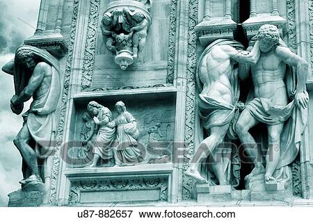 Italy Lombardy Milan Duomo Cathedral, Detail Facade View Large Photo Image Stock Photo - Italy Lombardy Milan Duomo Cathedral, Detail Facade. Fotosearch