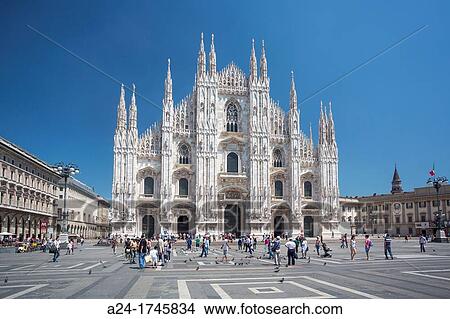 Italy, Milano City, Duomo Cathedral View Large Photo Image Picture - Italy, Milano City, Duomo Cathedral. Fotosearch