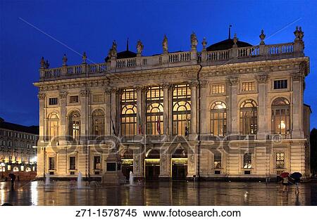 Stock Photography - Italy, Piedmont, Turin, Piazza Castello, Palazzo Madama,. Fotosearch