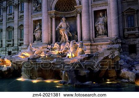 ITALY, ROME, TREVI FOUNTAIN AT NIGHT. View Large Photo Image Stock Image - ITALY, ROME, TREVI FOUNTAIN AT NIGHT.. Fotosearch