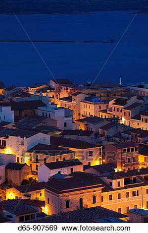 Italy, Sardinia, Northern Sardinia, Isola Maddalena, La Maddalena, aerial port view from the hills, evening View Large Photo Image Stock Photo - Italy, Sardinia, Northern Sardinia, Isola Maddalena, La Maddalena, aerial port view from the hills, evening. Fotosearch