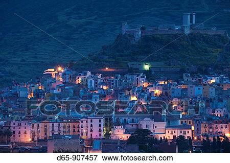 Italy, Sardinia, Western Sardinia, Bosa, town view with Castello Malaspina, dawn View Large Photo Image Stock Photo - Italy, Sardinia, Western Sardinia, Bosa, town view with Castello Malaspina, dawn. Fotosearch
