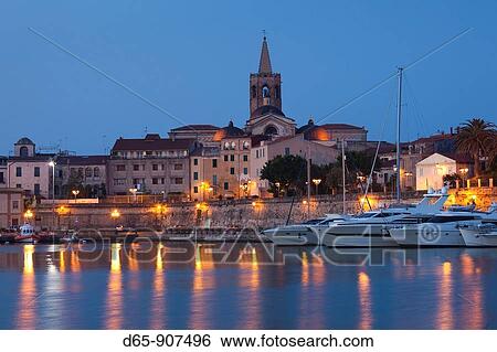 Italy, Sardinia, Western Sardinia, Alghero, city walls from the yacht marina, dawn View Large Photo Image Stock Photograph - Italy, Sardinia, Western Sardinia, Alghero, city walls from the yacht marina, dawn. Fotosearch