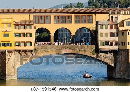 Italy, Tuscany, Florence, Arno River, Ponte Vecchio Bridge, Boat View Large Photo Image Stock Photograph - Italy, Tuscany, Florence, Arno River, Ponte Vecchio Bridge, Boat. Fotosearch