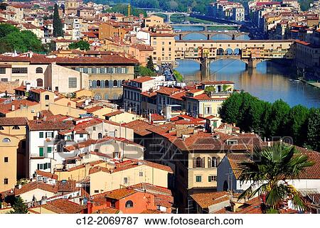 Italy, Tuscany, Florence, panorama whit ponte vecchio View Large Photo Image Stock Photo - Italy, Tuscany, Florence, panorama whit ponte vecchio. Fotosearch