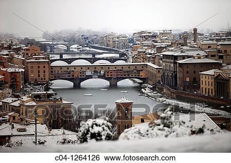Italy, Tuscany, Florence, Ponte Vecchio, snow View Large Photo Image Stock Photograph - Italy, Tuscany, Florence, Ponte Vecchio, snow. Fotosearch