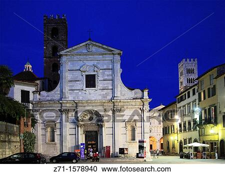 Stock Image - Italy, Tuscany, Lucca, SS Giovanni e Reparata church and baptistry,. Fotosearch