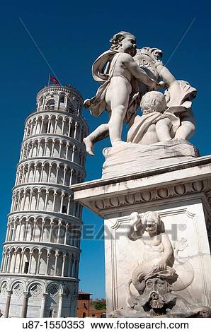 Italy, Tuscany, Pisa, Piazza dei Miracoli, Fontana dei Putti Statue background Leaning Tower View Large Photo Image Stock Image - Italy, Tuscany, Pisa, Piazza dei Miracoli, Fontana dei Putti Statue background Leaning Tower. Fotosearch
