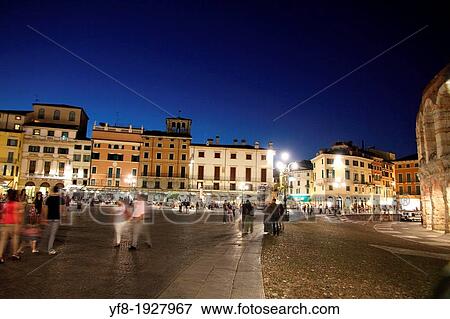 Italy, Veneto, Verona, Arena is the roman theater at dusk View Large Photo Image Stock Photo - Italy, Veneto, Verona, Arena is the roman theater at dusk. Fotosearch