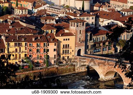 Italy, Veneto, Verona, Heritage listed old town UNESCO World, Ponte della Pietra, Pietra bridge was built by the Romans in the first century AD to cross the river Adige. View Large Photo Image Stock Image - Italy, Veneto, Verona, Heritage listed old town UNESCO World, Ponte della Pietra, Pietra bridge was built by the Romans in the first century AD to cross the river Adige.. Fotosearch