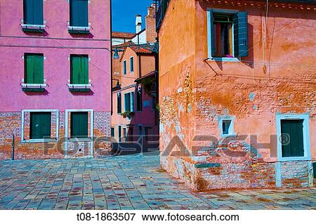 Italy, Venice, Dorsoduro, Old Town Buildings View Large Photo Image Stock Photo - Italy, Venice, Dorsoduro, Old Town Buildings. Fotosearch