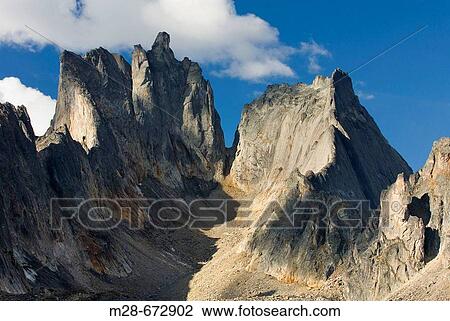 Stock Image - Jagged peaks and ridges of Monolith Mountain, Tombstone Territorial Park, Yukon, Canada. Fotosearch