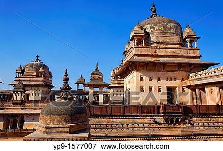 Jahangir Mahal, Orchha, Madhya Pradesh, India View Large Photo Image Stock Photo - Jahangir Mahal, Orchha, Madhya Pradesh, India. Fotosearch
