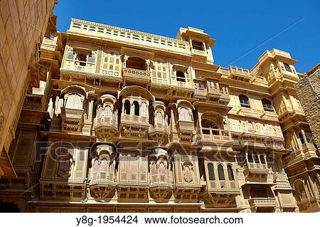 Jaisalmer - traditional carved sandstone interior of indian old haveli (mansion), Jaisalmer, Rajasthan, India. View Large Photo Image Picture - Jaisalmer - traditional carved sandstone interior of indian old haveli (mansion), Jaisalmer, Rajasthan, India.. Fotosearch