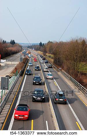 Jam at highway construction site View Large Photo Image Stock Photo - Jam at highway construction site. Fotosearch