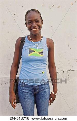 Jamaican woman with Jamaica shirt. Port Antonio. Jamaica. View Large Photo Image Stock Photograph - Jamaican woman with Jamaica shirt. Port Antonio. Jamaica.. Fotosearch