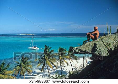 Stock Photo - Jamesby islet, Tobago Cays, Grenadines islands, Saint Vincent and the Grenadines, Winward Islands, Lesser Antilles, Caribbean Sea. Fotosearch