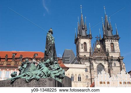 Jan Hus statue Tyn church old town square Staromestske Namesti Prague Czech Republic View Large Photo Image Stock Photography - Jan Hus statue Tyn church old town square Staromestske Namesti Prague Czech Republic. Fotosearch