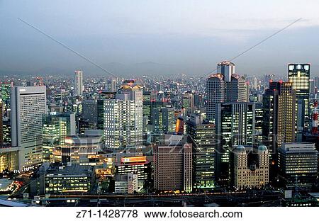 Japan, Kansai, Osaka, skyline, aerial view, View Large Photo Image Stock Photo - Japan, Kansai, Osaka, skyline, aerial view,. Fotosearch