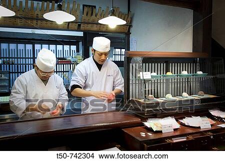 Japan, Kyoto, two master's preparing pastry shi, types of colourful Japanese sweets View Large Photo Image Picture - Japan, Kyoto, two master's preparing pastry shi, types of colourful Japanese sweets. Fotosearch