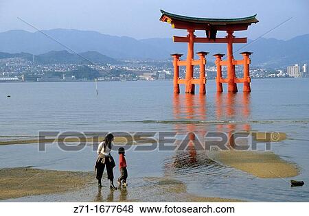 Stock Photo - Japan, Miyajima Itsukushima, Floating Torii. Fotosearch