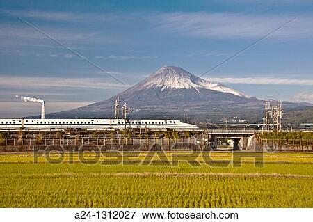 Japan Nov 2010, Mount Fuji and the Bullet Train. View Large Photo Image Stock Photo - Japan Nov 2010, Mount Fuji and the Bullet Train.. Fotosearch
