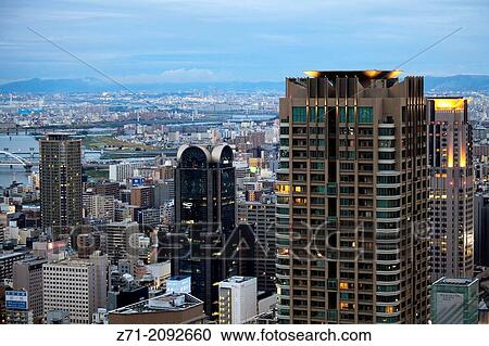 Japan, Osaka, Kita district, skyline, aerial view,. View Large Photo Image Stock Image - Japan, Osaka, Kita district, skyline, aerial view,.. Fotosearch