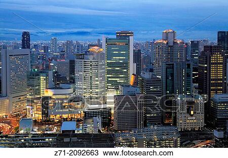 Japan, Osaka, Kita district, skyline, aerial view,. View Large Photo Image Stock Image - Japan, Osaka, Kita district, skyline, aerial view,.. Fotosearch