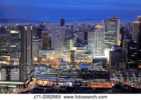 Japan, Osaka, Kita district, skyline, aerial view,. View Large Photo Image Stock Photography - Japan, Osaka, Kita district, skyline, aerial view,.. Fotosearch