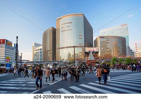 Japan, Tokyo City, Ginza Yurakucho Area, Harumi Dori Crossing. View Large Photo Image Stock Photo - Japan, Tokyo City, Ginza Yurakucho Area, Harumi Dori Crossing.. Fotosearch