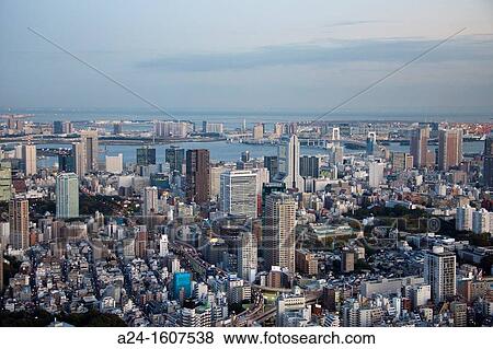 Japan-Tokyo City-Skyline towards Odaiba and Tokyo Bay View Large Photo Image Stock Photo - Japan-Tokyo City-Skyline towards Odaiba and Tokyo Bay. Fotosearch