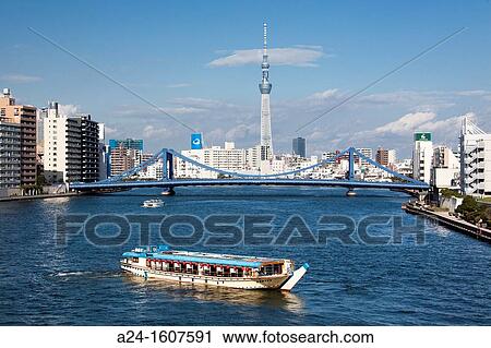 Japan-Tokyo City-Sumida River and Sky Tree Tower View Large Photo Image Stock Image - Japan-Tokyo City-Sumida River and Sky Tree Tower. Fotosearch