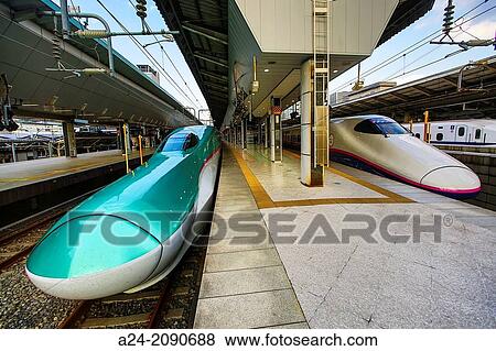 Japan, Tokyo City, Tokyo Station, the new Hayabusa Bullet Train. View Large Photo Image Stock Photo - Japan, Tokyo City, Tokyo Station, the new Hayabusa Bullet Train.. Fotosearch